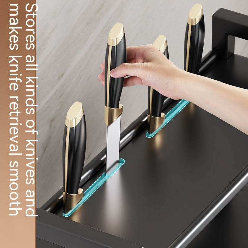 Kitchen Dining Table Cutter Clamp Chopsticks Salt Seasoning Jar Storage Rack Trendsi