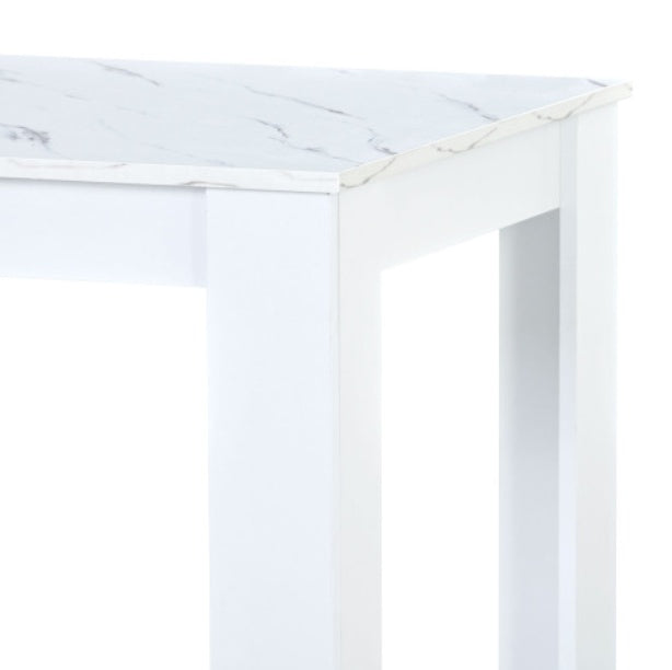 Dining Table With 2 Benches Dining Table Set For Kitchen, Dining Room, Small Space Artificial Marble White Trendsi