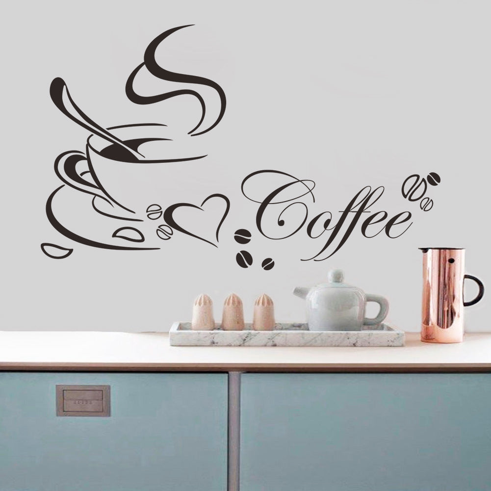 Coffee Cup Pattern Living Room Dining Table Kitchen Wall Sticker Trendsi
