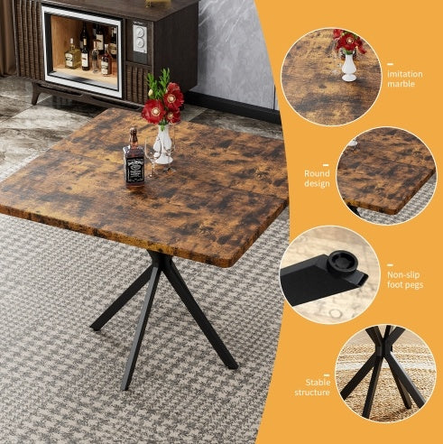 Square Dining Table, Mid Century Modern Square Dining Table For 4-6 Person, Coffee Table For Kitchen Dining Room, Office, Save Space Trendsi