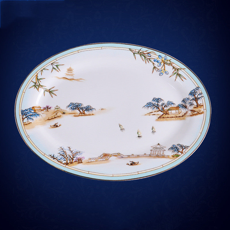 New Chinese Style Hotel Table Ceramic Dining Restaurant Kitchen Plate Trendsi