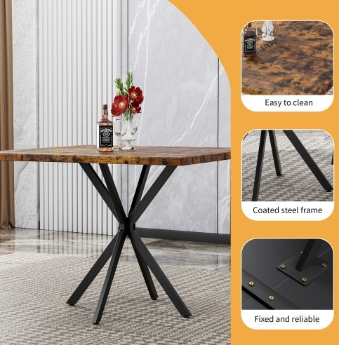 Square Dining Table, Mid Century Modern Square Dining Table For 4-6 Person, Coffee Table For Kitchen Dining Room, Office, Save Space Trendsi