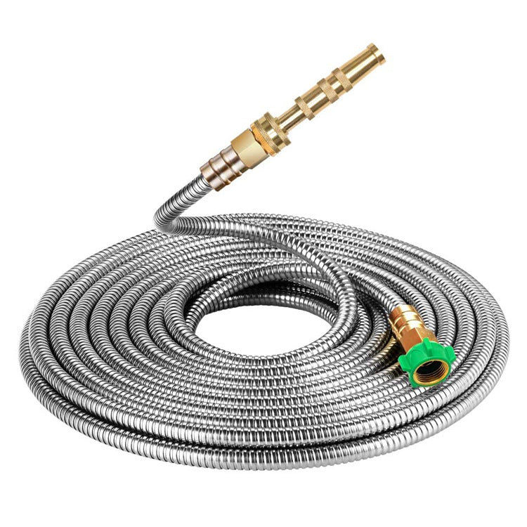 Stainless Steel Garden Hose With Brass Garden Hose Nozzle Trendsi