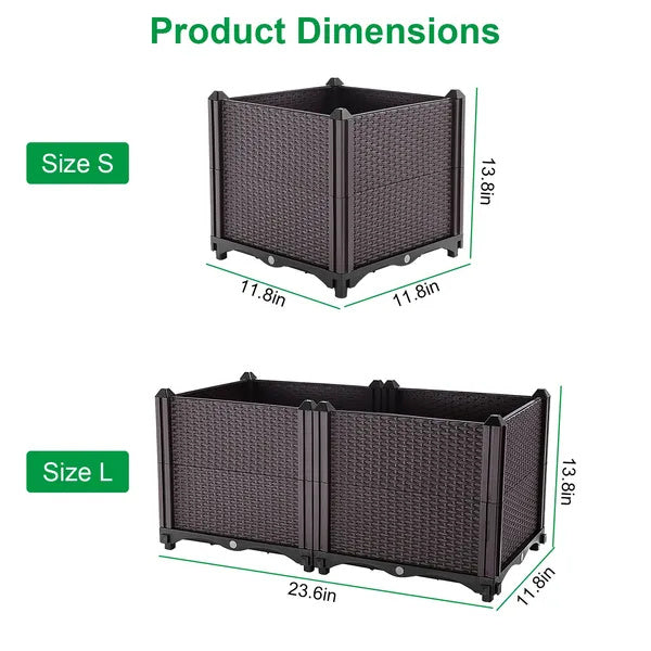 Raised Garden Bed With Self-watering System Rectangle Garden Planter For Garden Patio Balcony Elevated Planter Box For Flowers Vegetables Herbs Trendsi