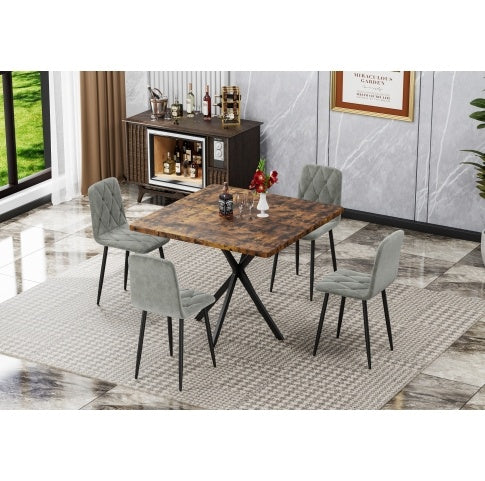 Square Dining Table, Mid Century Modern Square Dining Table For 4-6 Person, Coffee Table For Kitchen Dining Room, Office, Save Space Trendsi
