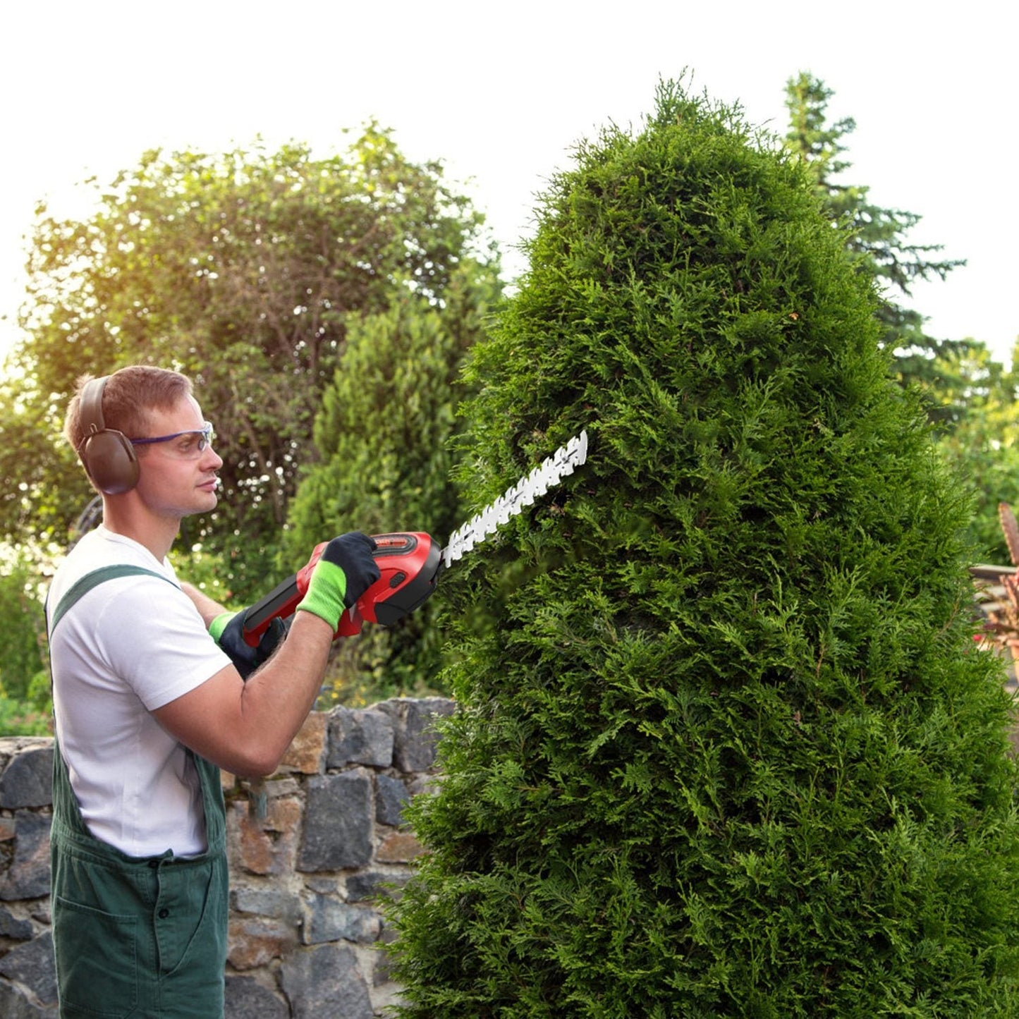 1Set 24V Cordless Handheld Grass Shear Hedge Trimmer With 90 Degree Cutting Angle 2Pcs Replaceable Blades Detachable Battery For Garden Lawn Trendsi