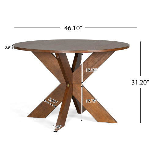 Round Dining Table Modern Farmhouse Kitchen Table, Cherry Trendsi