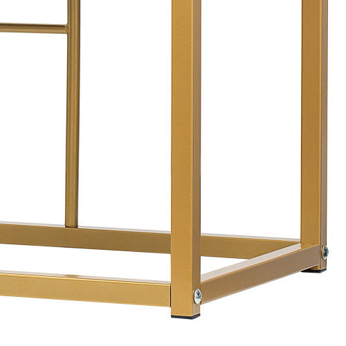 Dining Group, Set, With Dining Table, 4 Small Stools And 2 Large Stools, Kitchen Dining Table Set Made Of Steel Frame, Modern White And Gold, 140x70x76cm, Load Capacity 120 Kg Trendsi