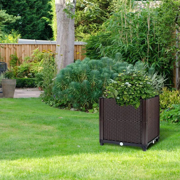 Raised Garden Bed With Self-watering System Rectangle Garden Planter For Garden Patio Balcony Elevated Planter Box For Flowers Vegetables Herbs Trendsi