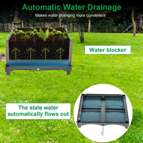 Raised Garden Bed With Self-watering System Rectangle Garden Planter For Garden Patio Balcony Elevated Planter Box For Flowers Vegetables Herbs Trendsi