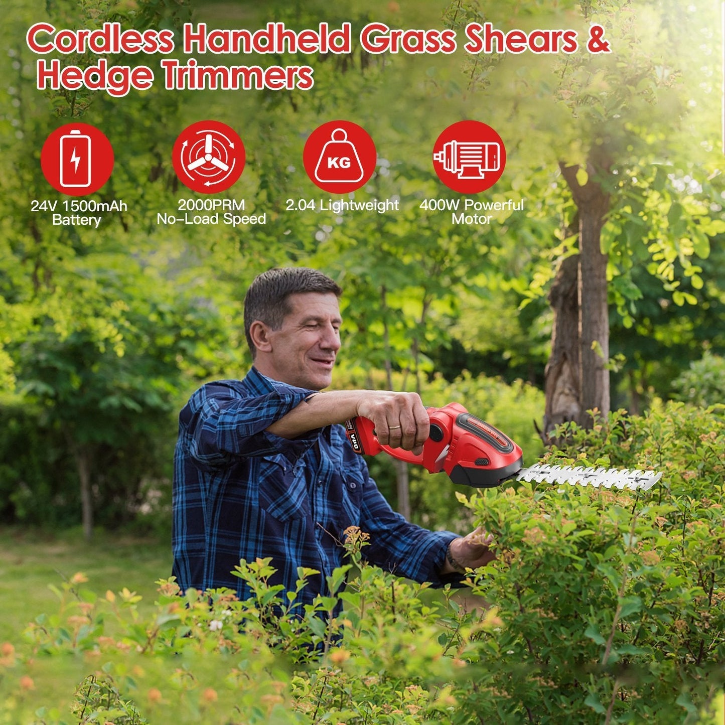1Set 24V Cordless Handheld Grass Shear Hedge Trimmer With 90 Degree Cutting Angle 2Pcs Replaceable Blades Detachable Battery For Garden Lawn Trendsi