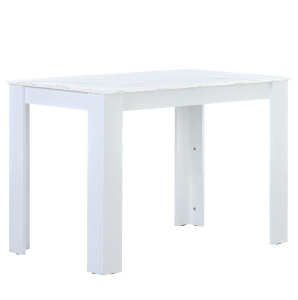 Dining Table With 2 Benches Dining Table Set For Kitchen, Dining Room, Small Space Artificial Marble White Trendsi