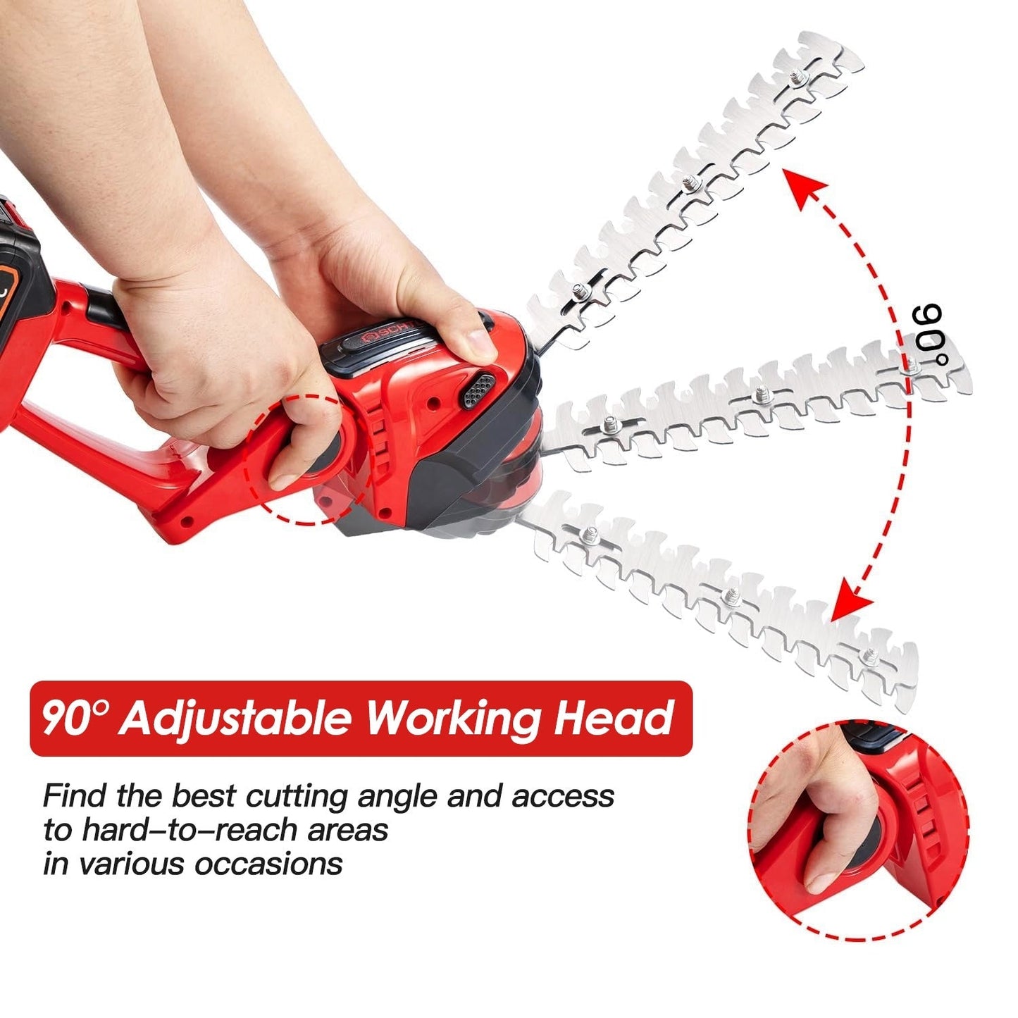 1Set 24V Cordless Handheld Grass Shear Hedge Trimmer With 90 Degree Cutting Angle 2Pcs Replaceable Blades Detachable Battery For Garden Lawn Trendsi