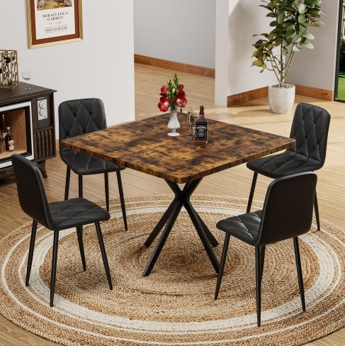 Square Dining Table, Mid Century Modern Square Dining Table For 4-6 Person, Coffee Table For Kitchen Dining Room, Office, Save Space Trendsi