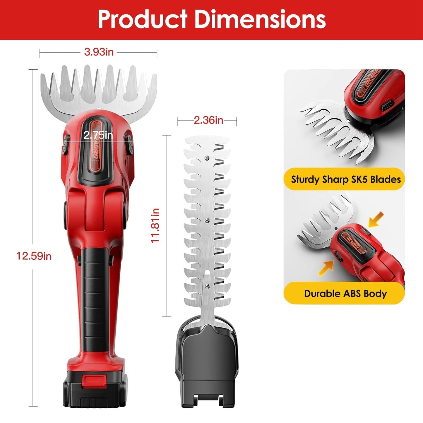 1Set 24V Cordless Handheld Grass Shear Hedge Trimmer With 90 Degree Cutting Angle 2Pcs Replaceable Blades Detachable Battery For Garden Lawn Trendsi