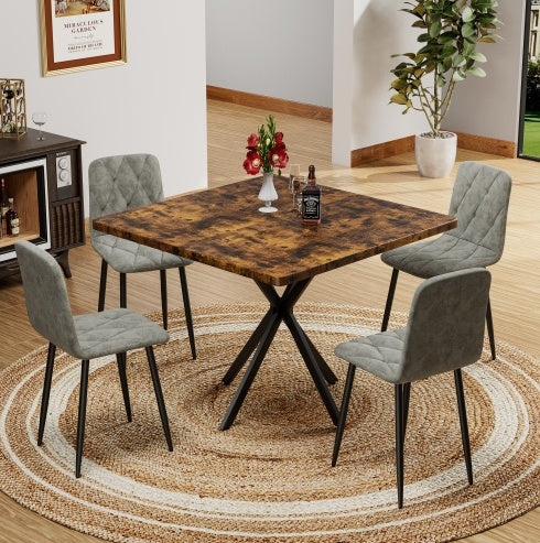 Square Dining Table, Mid Century Modern Square Dining Table For 4-6 Person, Coffee Table For Kitchen Dining Room, Office, Save Space Trendsi