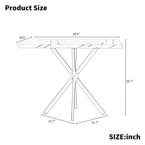 Square Dining Table, Mid Century Modern Square Dining Table For 4-6 Person, Coffee Table For Kitchen Dining Room, Office, Save Space Trendsi