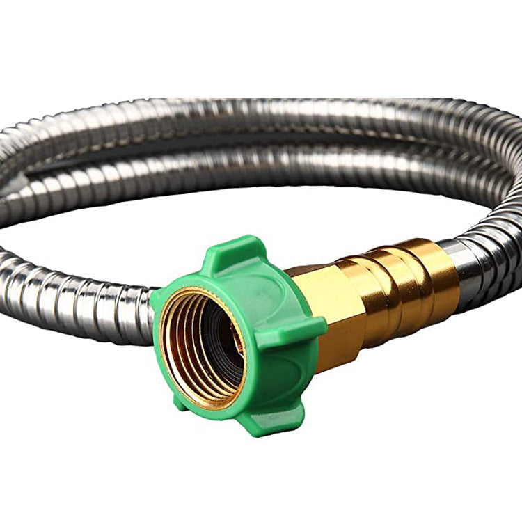 Stainless Steel Garden Hose With Brass Garden Hose Nozzle Trendsi