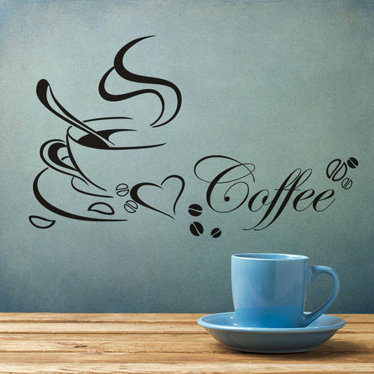 Coffee Cup Pattern Living Room Dining Table Kitchen Wall Sticker Trendsi