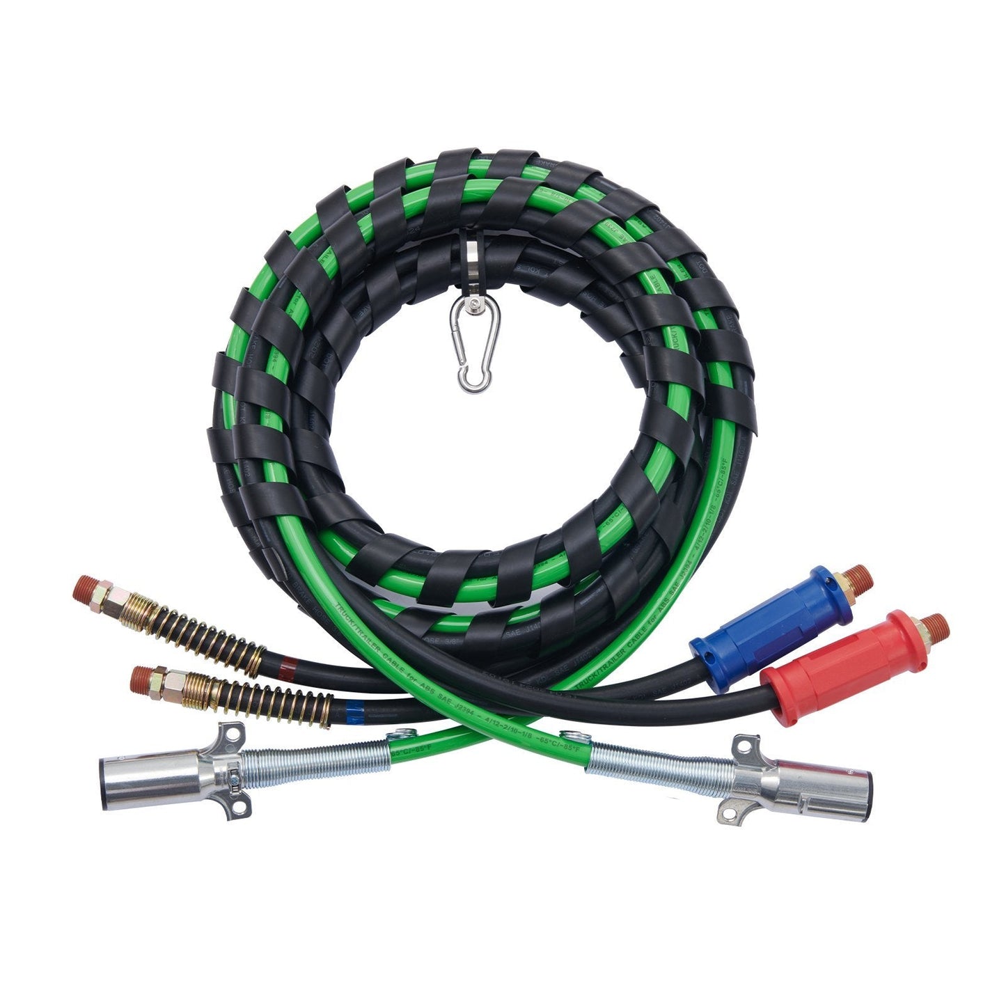 12FT Semi Truck Air Lines Kit With 2PCS Glad Hands, 3-in-1 Air Hoses  7 Way ABS Electric Power Line, With 2PCS Gladhand Handles, 4PCS Seals And Tender Spring Kit For Semi Truck Trailer Tractor Trendsi