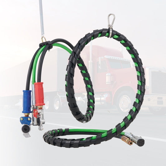 12FT Semi Truck Air Lines Kit With 2PCS Glad Hands, 3-in-1 Air Hoses  7 Way ABS Electric Power Line, With 2PCS Gladhand Handles, 4PCS Seals And Tender Spring Kit For Semi Truck Trailer Tractor Trendsi