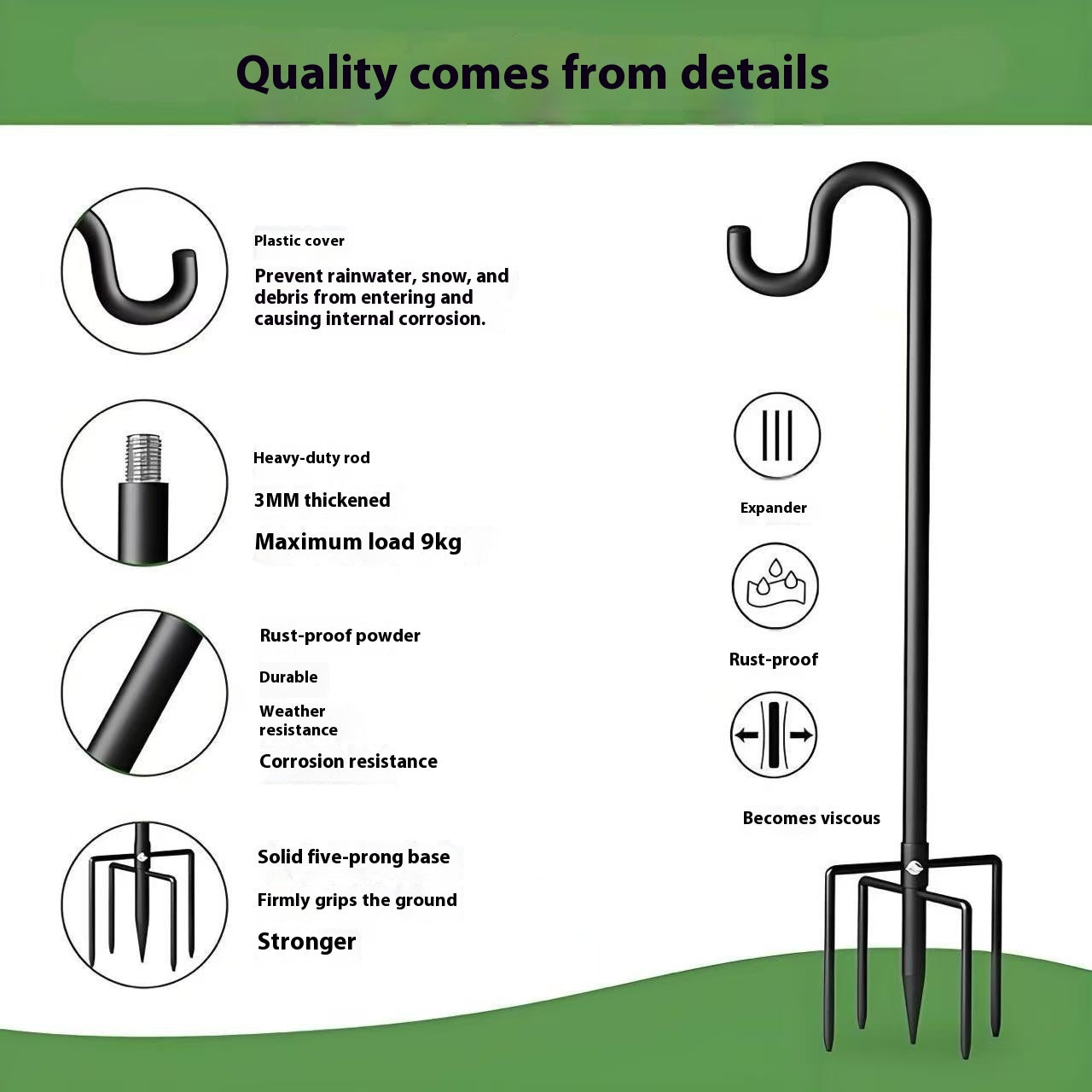 Garden Lamp Outdoor Garden Anti-rust Floor Outlet Hook Rod Trendsi