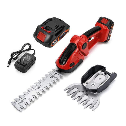 1Set 24V Cordless Handheld Grass Shear Hedge Trimmer With 90 Degree Cutting Angle 2Pcs Replaceable Blades Detachable Battery For Garden Lawn Trendsi