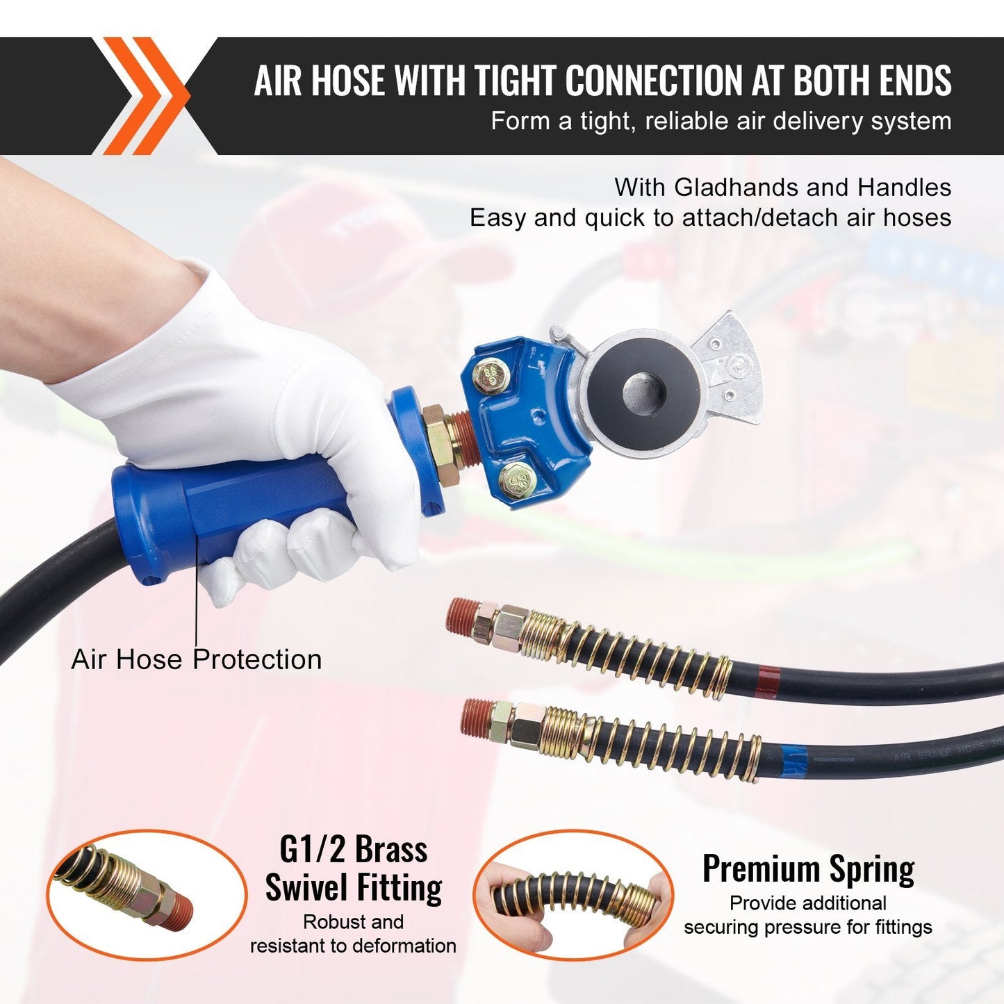 12FT Semi Truck Air Lines Kit With 2PCS Glad Hands, 3-in-1 Air Hoses  7 Way ABS Electric Power Line, With 2PCS Gladhand Handles, 4PCS Seals And Tender Spring Kit For Semi Truck Trailer Tractor Trendsi