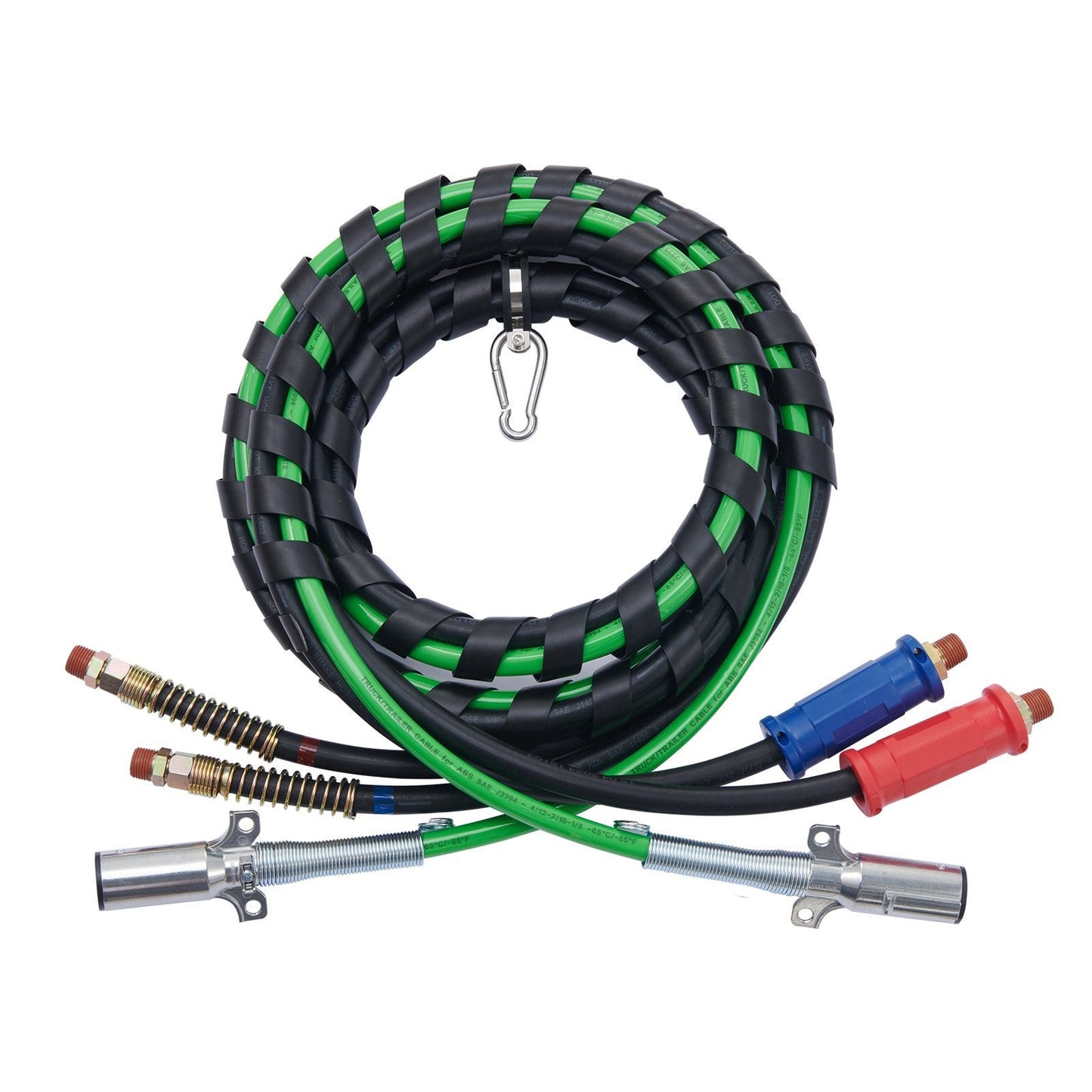 12FT Semi Truck Air Lines Kit With 2PCS Glad Hands, 3-in-1 Air Hoses  7 Way ABS Electric Power Line, With 2PCS Gladhand Handles, 4PCS Seals And Tender Spring Kit For Semi Truck Trailer Tractor Trendsi