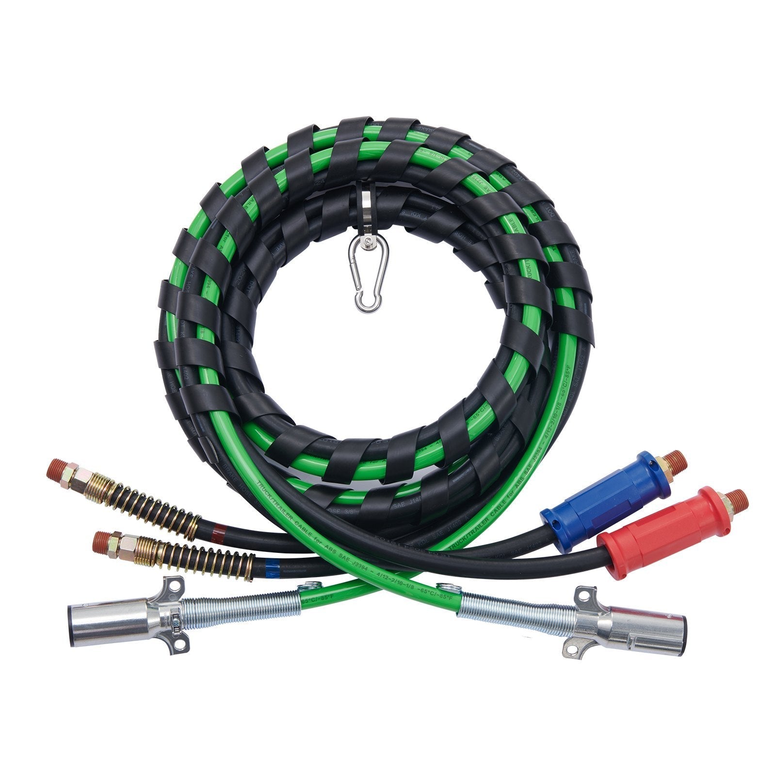 12FT Semi Truck Air Lines Kit With 2PCS Glad Hands, 3-in-1 Air Hoses  7 Way ABS Electric Power Line, With 2PCS Gladhand Handles, 4PCS Seals And Tender Spring Kit For Semi Truck Trailer Tractor Trendsi