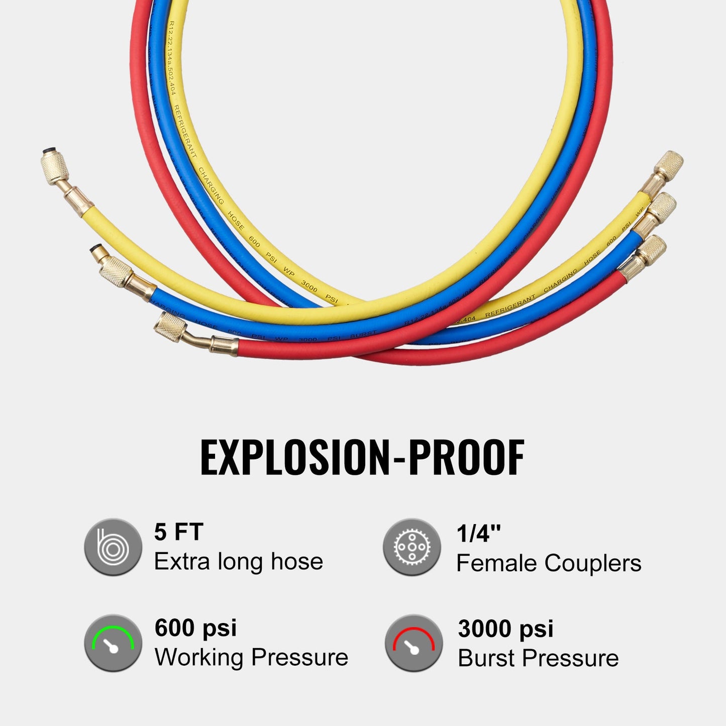 VEVOR AC Gauge Set - 3 Way AC Manifold Gauge Set For R134A R22 R12 R502 Refrigerant, Freon Gauges With 5ft Hoses, Couplers, Can Tap Works On Car Auto Freon Charging And Evacuation Trendsi