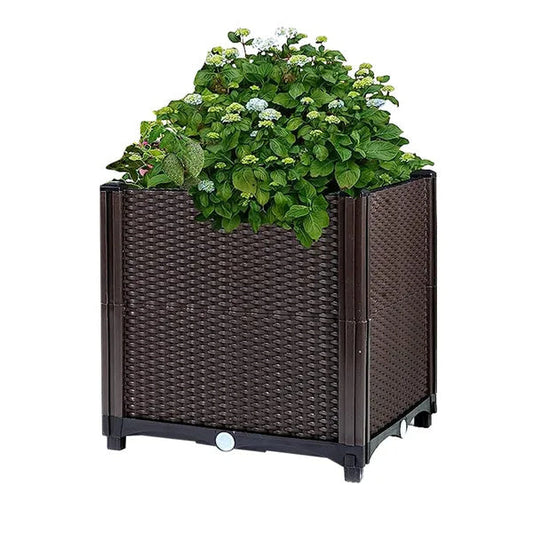 Raised Garden Bed With Self-watering System Rectangle Garden Planter For Garden Patio Balcony Elevated Planter Box For Flowers Vegetables Herbs Trendsi