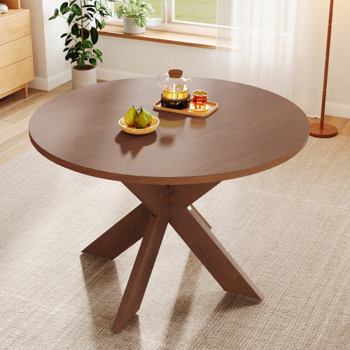 Round Dining Table Modern Farmhouse Kitchen Table, Cherry Trendsi